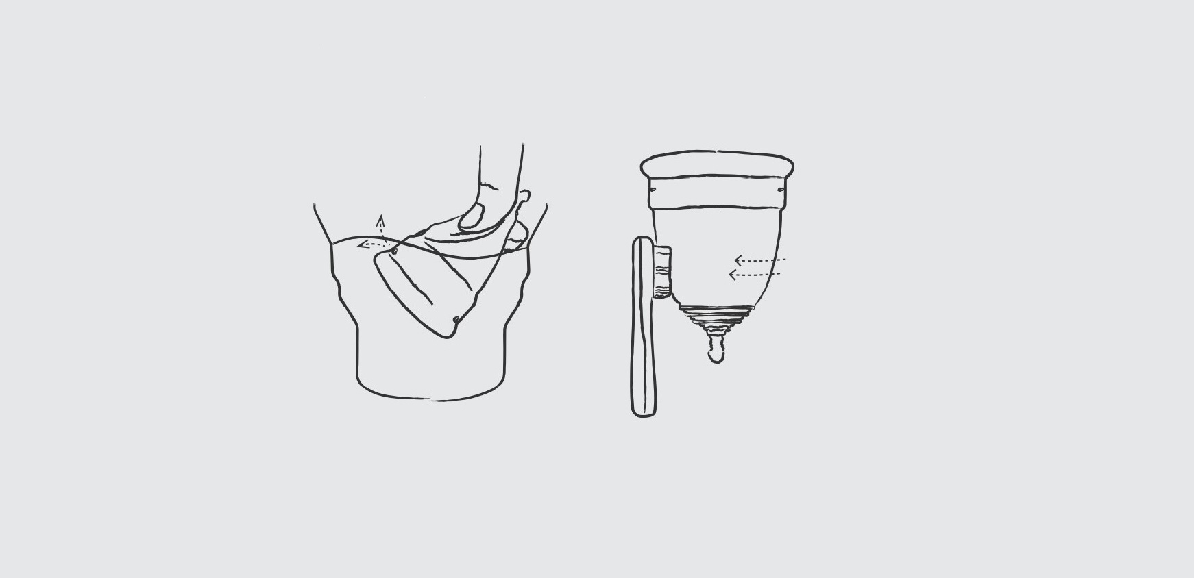 월경컵의 공기구멍에서 월경혈을 빼내는 모습. 월경컵을 솔로 닦는 모습.